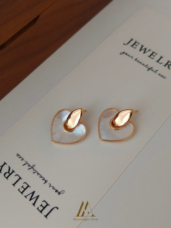 Heart-shaped mother-of-pearl earrings