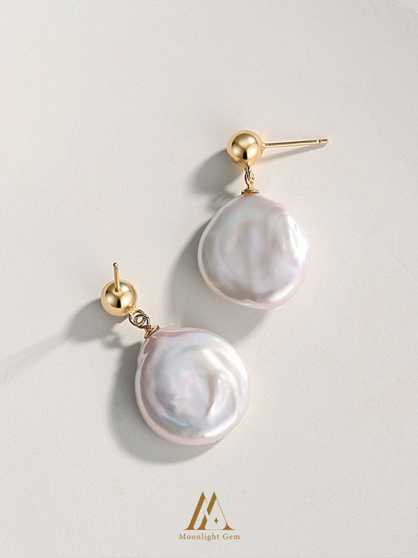 Baroque pearl earrings /Unique/shine/minimalist/elegant/beautiful